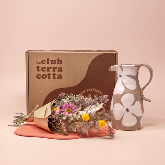 Club terracotta | cadeau de Fête des mères | Ensemble de poterie et fleurs séchées