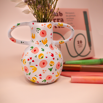 Club terracotta | Clay vase designed with acrylic paint pens